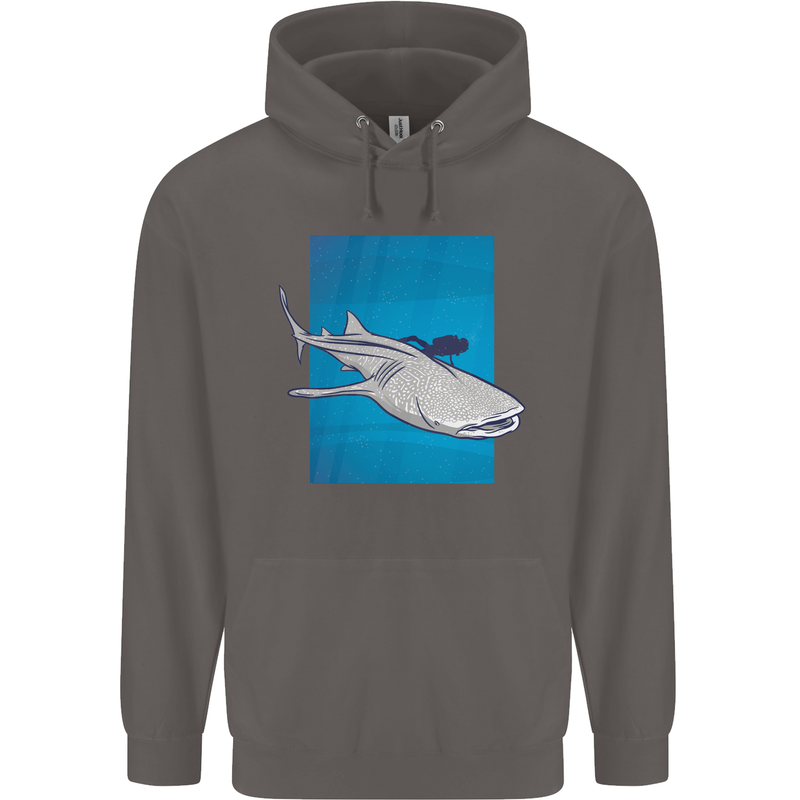 A Whale Shark and Scuba Diver Mens 80% Cotton Hoodie Charcoal