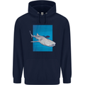 A Whale Shark and Scuba Diver Mens 80% Cotton Hoodie Navy Blue