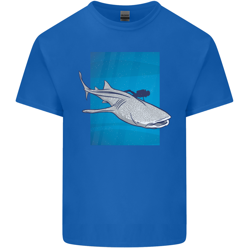 A Whale Shark and Scuba Diver Mens Cotton T-Shirt Tee Top Royal Blue