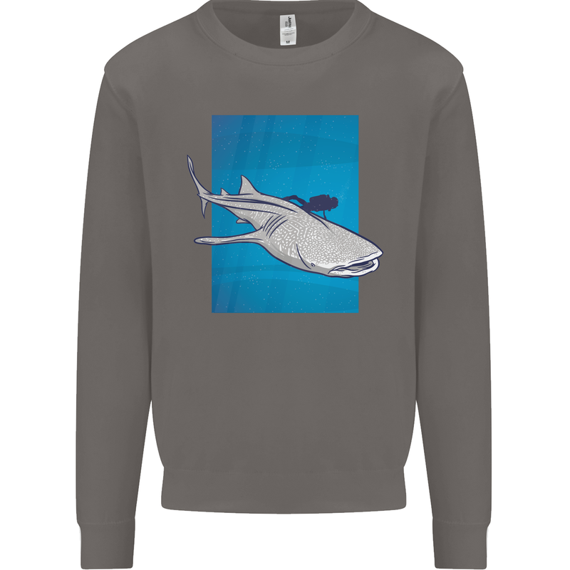 A Whale Shark and Scuba Diver Mens Sweatshirt Jumper Charcoal