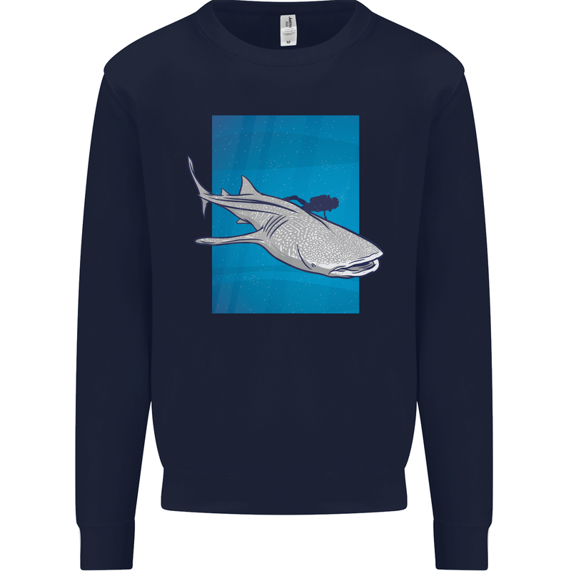 A Whale Shark and Scuba Diver Mens Sweatshirt Jumper Navy Blue