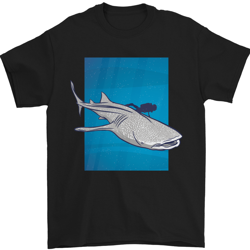 A Whale Shark and Scuba Diver Mens T-Shirt Cotton Gildan Black