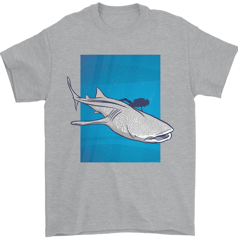 A Whale Shark and Scuba Diver Mens T-Shirt Cotton Gildan Sports Grey