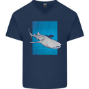 A Whale Shark and Scuba Diver Mens V-Neck Cotton T-Shirt Navy Blue