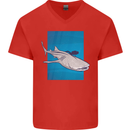A Whale Shark and Scuba Diver Mens V-Neck Cotton T-Shirt Red