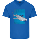 A Whale Shark and Scuba Diver Mens V-Neck Cotton T-Shirt Royal Blue