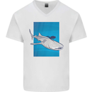 A Whale Shark and Scuba Diver Mens V-Neck Cotton T-Shirt White