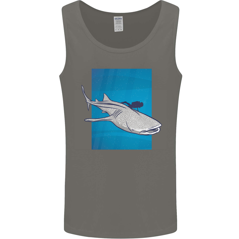 A Whale Shark and Scuba Diver Mens Vest Tank Top Charcoal
