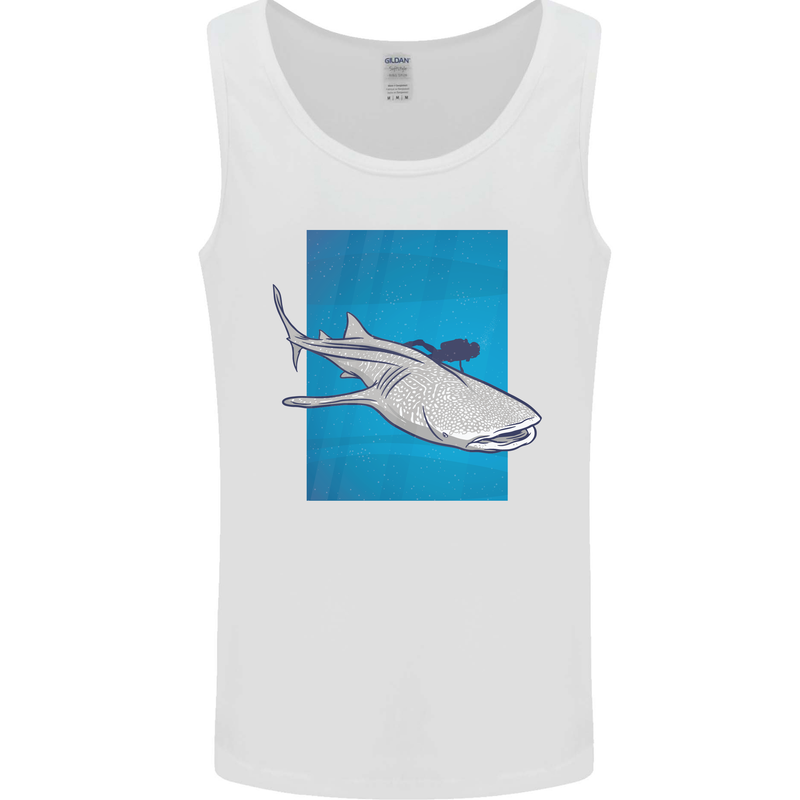A Whale Shark and Scuba Diver Mens Vest Tank Top White