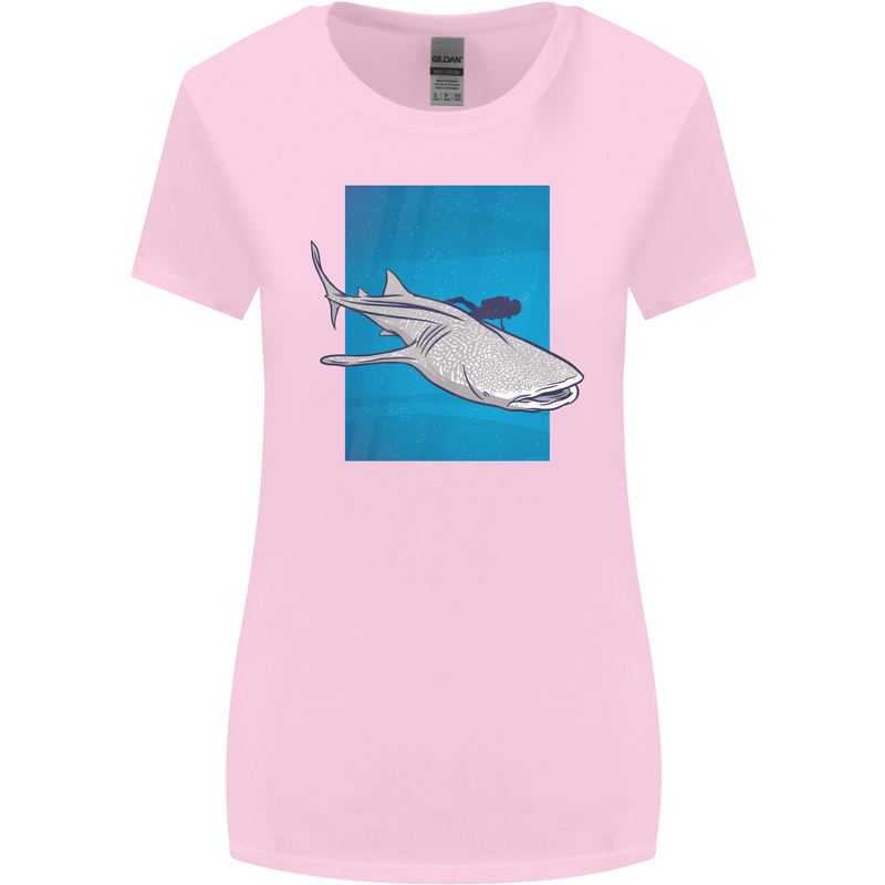 A Whale Shark and Scuba Diver Womens Wider Cut T-Shirt Light Pink