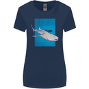 A Whale Shark and Scuba Diver Womens Wider Cut T-Shirt Navy Blue