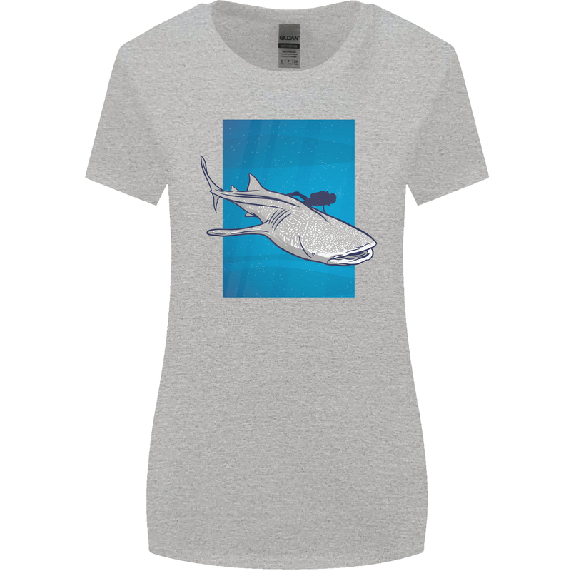 A Whale Shark and Scuba Diver Womens Wider Cut T-Shirt Sports Grey