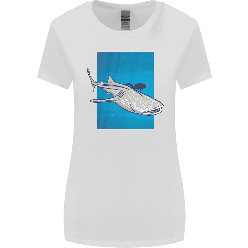 A Whale Shark and Scuba Diver Womens Wider Cut T-Shirt White