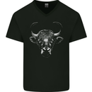 A Wild Bull Mens V-Neck Cotton T-Shirt Black