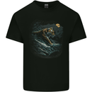 A Wild Tiger in the Moonlight Kids T-Shirt Childrens Black