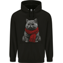A Winter Cat in a Scarf Childrens Kids Hoodie Black