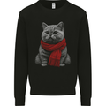 A Winter Cat in a Scarf Kids Sweatshirt Jumper Black