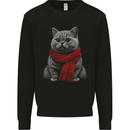 A Winter Cat in a Scarf Kids Sweatshirt Jumper Black