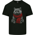 A Winter Cat in a Scarf Kids T-Shirt Childrens Black