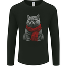 A Winter Cat in a Scarf Mens Long Sleeve T-Shirt Black