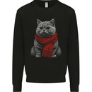 A Winter Cat in a Scarf Mens Sweatshirt Jumper Black