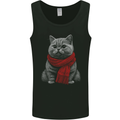 A Winter Cat in a Scarf Mens Vest Tank Top Black