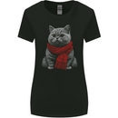 A Winter Cat in a Scarf Womens Wider Cut T-Shirt Black