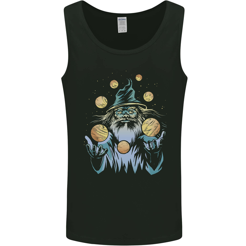 A Wizard Juggling Planets Space Fantasy Mens Vest Tank Top Black