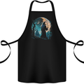 A Wizard Looking at a Fantasy Moon Warlock Cotton Apron 100% Organic Black