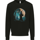 A Wizard Looking at a Fantasy Moon Warlock Kids Sweatshirt Jumper Black