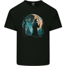 A Wizard Looking at a Fantasy Moon Warlock Kids T-Shirt Childrens Black