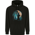 A Wizard Looking at a Fantasy Moon Warlock Mens 80% Cotton Hoodie Black
