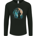 A Wizard Looking at a Fantasy Moon Warlock Mens Long Sleeve T-Shirt Black