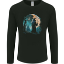 A Wizard Looking at a Fantasy Moon Warlock Mens Long Sleeve T-Shirt Black