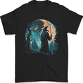 A Wizard Looking at a Fantasy Moon Warlock Mens T-Shirt 100% Cotton Black
