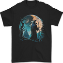 A Wizard Looking at a Fantasy Moon Warlock Mens T-Shirt 100% Cotton Black