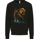 A Wolf Howling With the Moon at Night Mens Sweatshirt Jumper Black