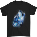 A Wolf Watercolour Mens T-Shirt Cotton Gildan Black