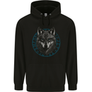 A Wolf in Viking Symbols Text Valhalla Childrens Kids Hoodie Black