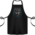 A Wolf in Viking Symbols Text Valhalla Cotton Apron 100% Organic Black