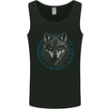 A Wolf in Viking Symbols Text Valhalla Mens Vest Tank Top Black