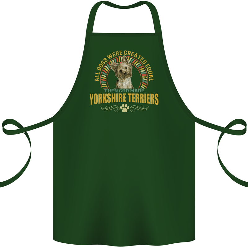 A Yorkshire Terrier Dog Cotton Apron 100% Organic Forest Green