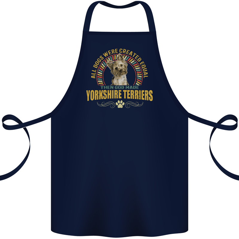 A Yorkshire Terrier Dog Cotton Apron 100% Organic Navy Blue