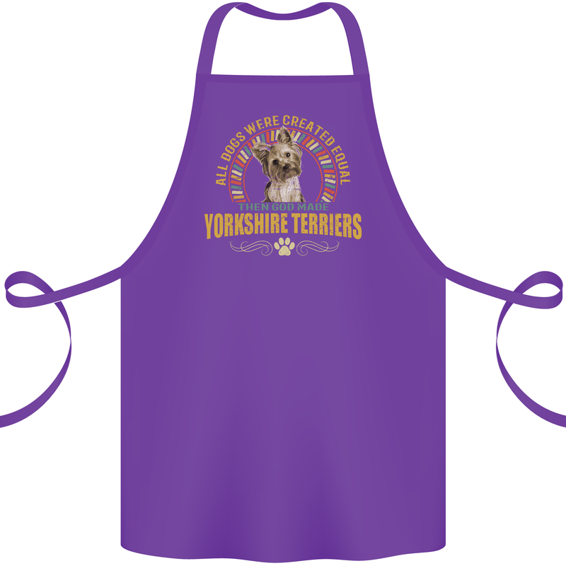 A Yorkshire Terrier Dog Cotton Apron 100% Organic Purple