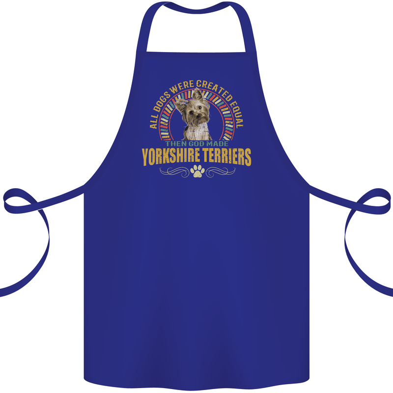 A Yorkshire Terrier Dog Cotton Apron 100% Organic Royal Blue