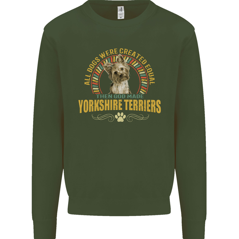 A Yorkshire Terrier Dog Kids Sweatshirt Jumper Forest Green