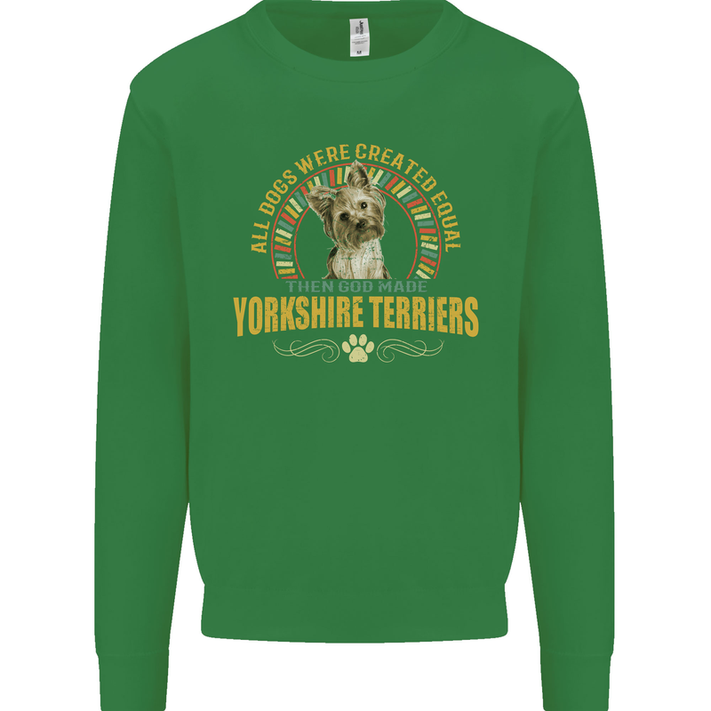 A Yorkshire Terrier Dog Kids Sweatshirt Jumper Irish Green