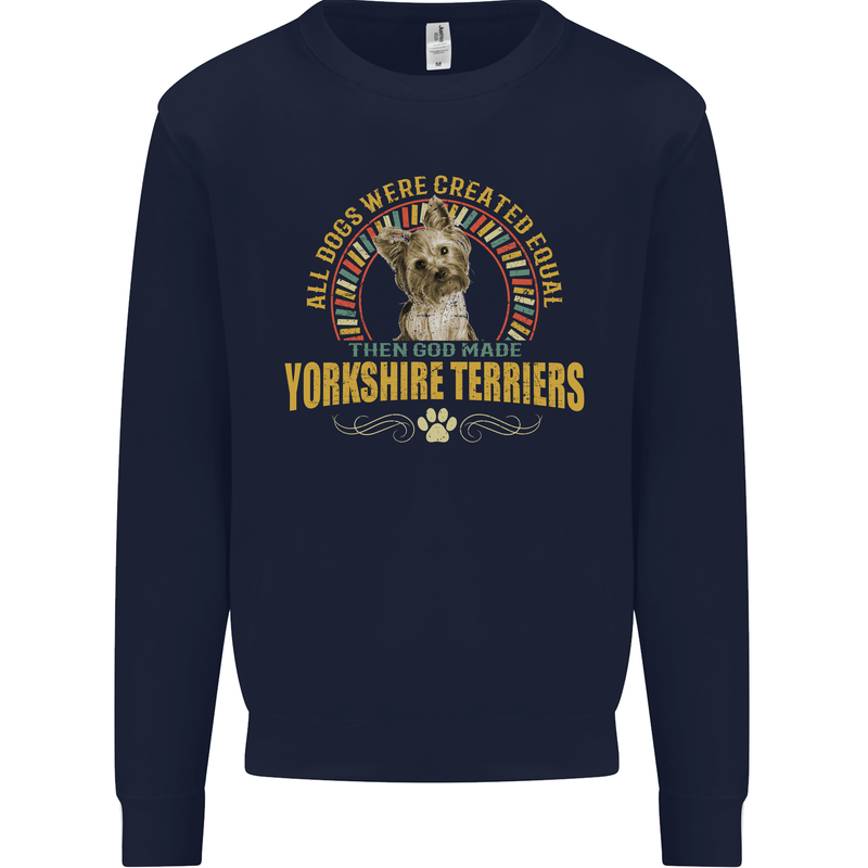 A Yorkshire Terrier Dog Kids Sweatshirt Jumper Navy Blue