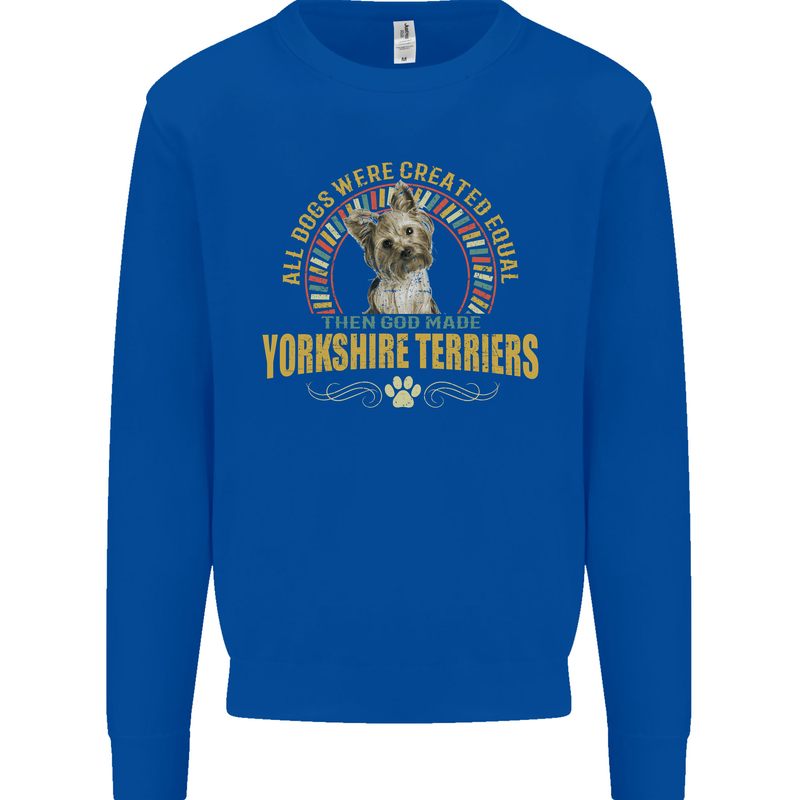 A Yorkshire Terrier Dog Kids Sweatshirt Jumper Royal Blue