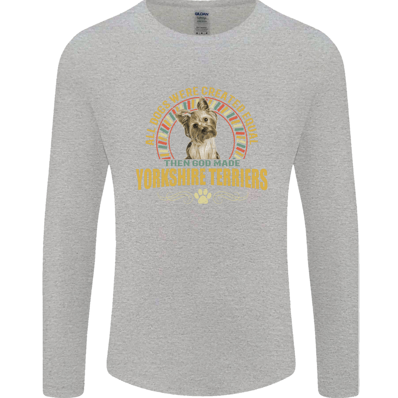 A Yorkshire Terrier Dog Mens Long Sleeve T-Shirt Sports Grey